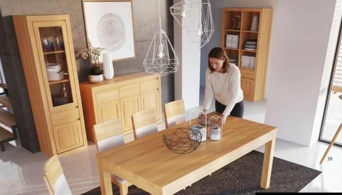 Wohnzimmer Garnitur Gruppe 8tlg. Set Kommode 4 Lehnstühle Vitrine Sideboard Neu