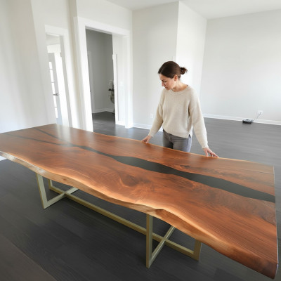 Flusstisch Esstisch River Table Massiv Tische 240x100 Epoxidharz Meer