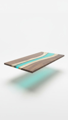 Epoxid harz esstisch echtes massiv holz möbel wasserfall epoxy tisch 240x100 Neu