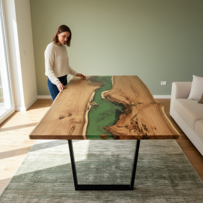 Esstisch Meer Wasser River Echtes Holz Flusstisch 200x90 Tische