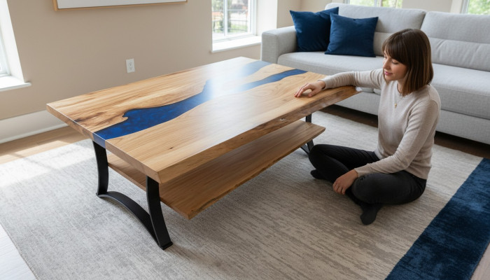 Couchtisch River Table Echtes Holz Flusstisch Epoxidharz Massiv Tische