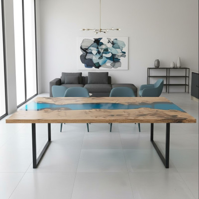 Fluss Tische Esstisch Design Tisch Moderne Möbel 220x100 Epoxid Harz Ozean Meer