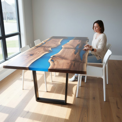 Fluss Tische Esstisch Design Tisch Moderne Meer Möbel 220x90 Epoxid Harz Ozean