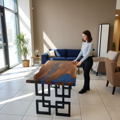 Couchtisch Blue River Table Echtes Holz Flusstisch 140x80 Tische