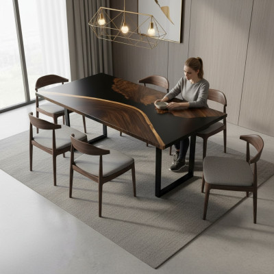 Esstisch River Table Echtes Deko Holz Flusstisch Massiv Epoxidharz Tische