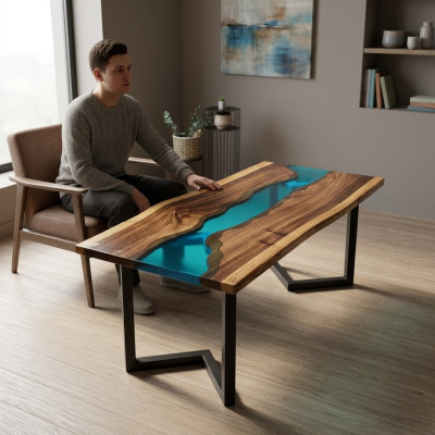 Beistelltisch Epoxid Harz Tisch Couchtisch Handgefertigter Couchtisch 120x60cm