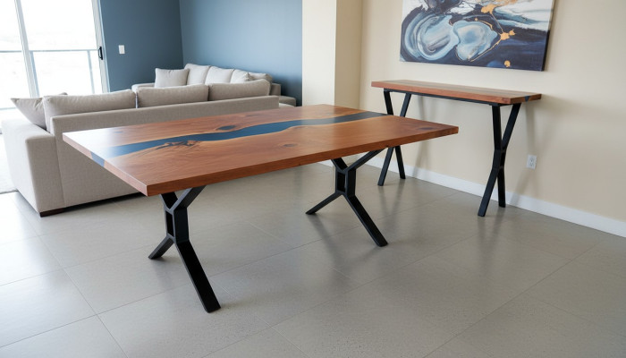 Maßanfertigung Tisch Epoxidharz Epoxy Fluss Echtes Holz Preis 1qm Tische Resin