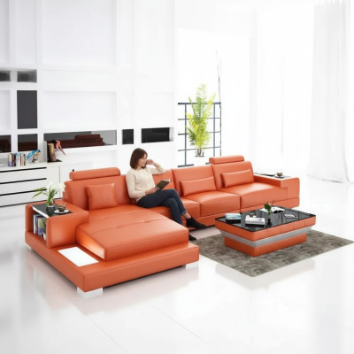 Polster Ecksofa Wohnlandschaft Designer-Sofa Ecksofa L-Form Ecksofa Ledersofa