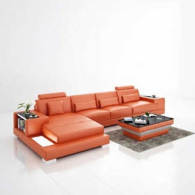 Polster Ecksofa Wohnlandschaft Designer-Sofa Ecksofa L-Form Ecksofa Ledersofa