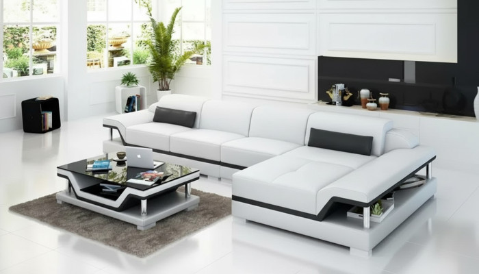 Wohnlandschaft Ledersofa Ecksofa L-Form Modernes Sofa Ecksofa Polster