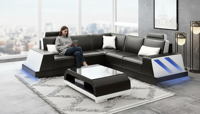 Ecksofa Beleuchtet Led Couch Sofa Polster Eckgarnitur Sofa Garnituren Couchtisch
