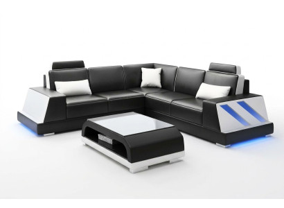 Ledersofa Eckcouch Polstergarnitur Sofa Couch Eckgarnitur Wohnlandschaft Polster