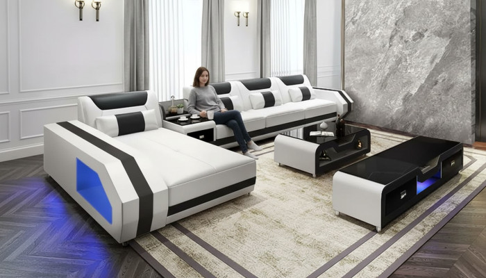 Ecksofa Polster Ecksofa LForm Couchtisch Modernes Sofa Wohnlandschaft 2tlg. Neu