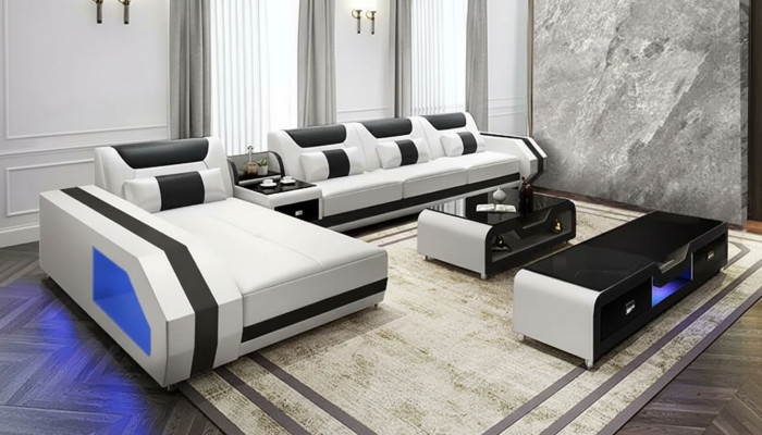 Ecksofa Polster Ecksofa LForm Couchtisch Modernes Sofa Wohnlandschaft 2tlg. Neu