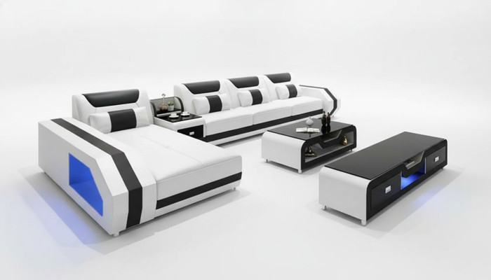 Ecksofa Polster Ecksofa LForm Couchtisch Modernes Sofa Wohnlandschaft 2tlg. Neu