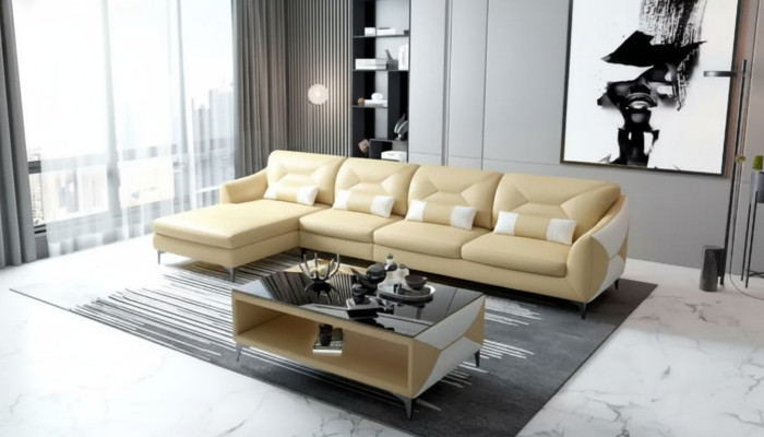 Ecksofa Polster Ecksofa LForm Modernes Couchtisch Sofa Wohnlandschaft 2tlg. Neu