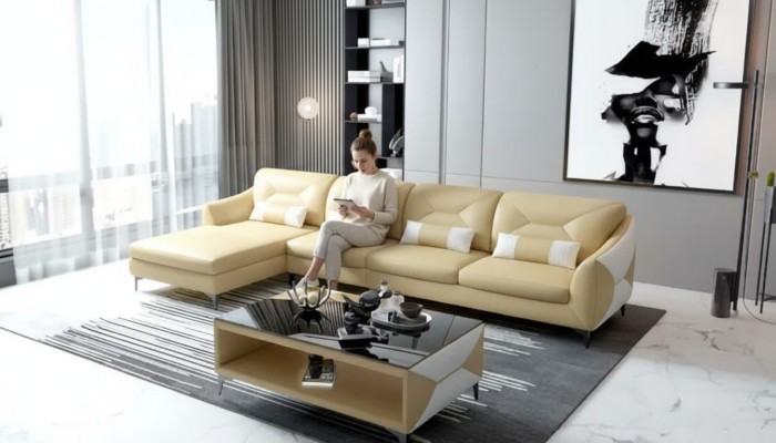 Ledersofa Designer-Sofa Ecksofa L-Form Modernes Sofa Ledersofa Ecksofa Polster