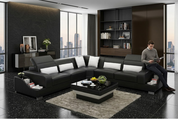 Ledersofa Couchen Design Wohnzimmer Günstige Polster Möbel Sitzgarnitur Sofa Neu
