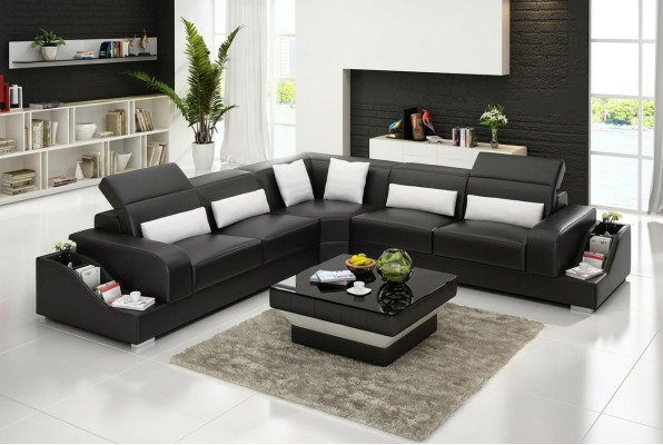 Ledersofa Eckcouch Polstergarnitur Sofa Couch Wohnlandschaft Polster Eckgarnitur