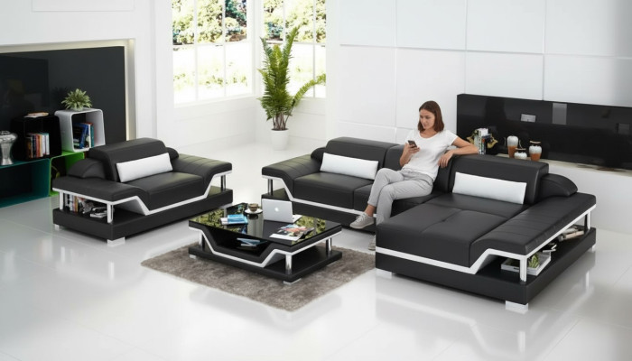 Ecksofa Wohnlandschaft Eckcouch Eckgarnitur Polster Sofa LForm Ledersofa Couch