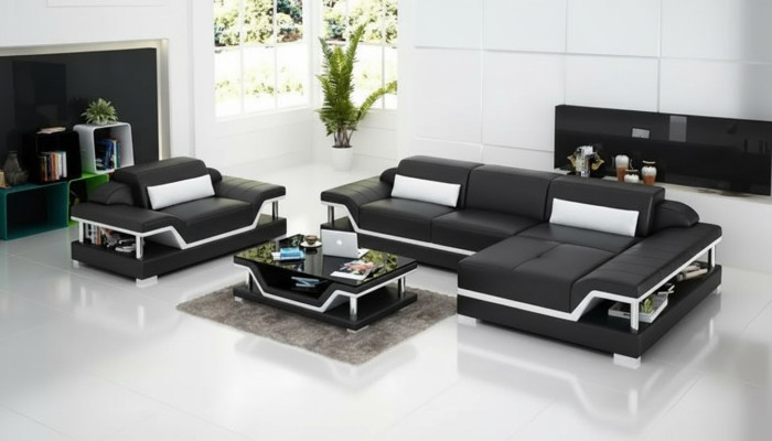 Ecksofa Wohnlandschaft Eckcouch Eckgarnitur Polster Sofa LForm Ledersofa Couch