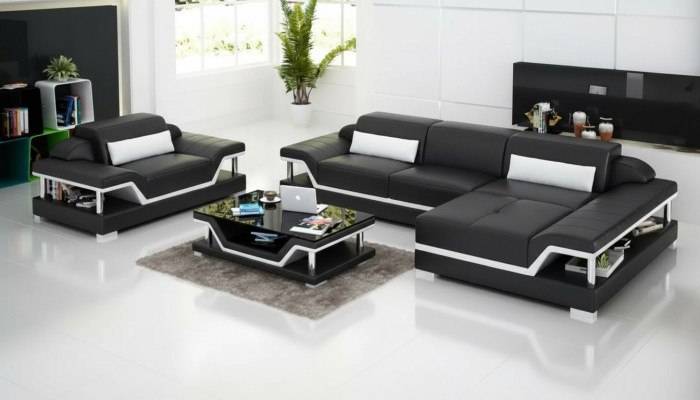Ecksofa Wohnlandschaft Eckcouch Eckgarnitur Polster Sofa LForm Ledersofa Couch