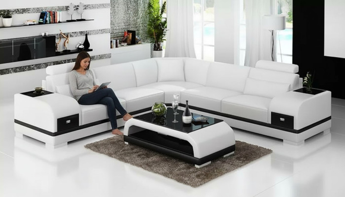 Design Ledergarnitur Couchen Eckcouch Sofa Polster Sofas Ledercouch Wohnzimmer