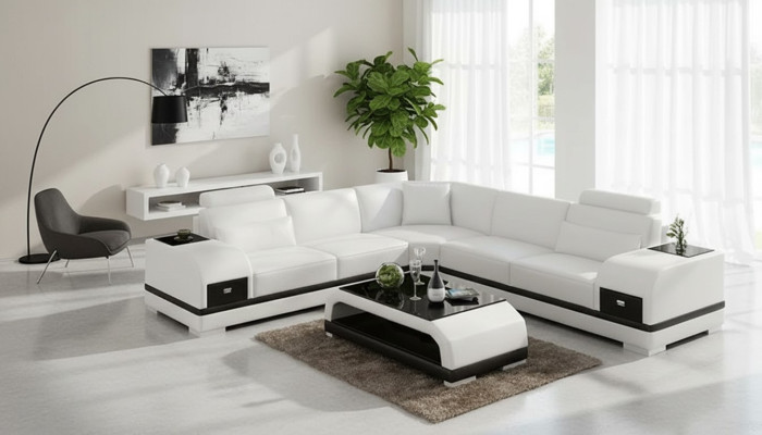 Design Ledergarnitur Couchen Eckcouch Sofa Polster Sofas Ledercouch Wohnzimmer