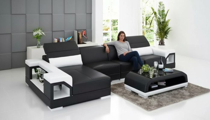Ecksofa Polster Ecksofa Modernes LForm Couchtisch Sofa Wohnlandschaft 2tlg. Neu
