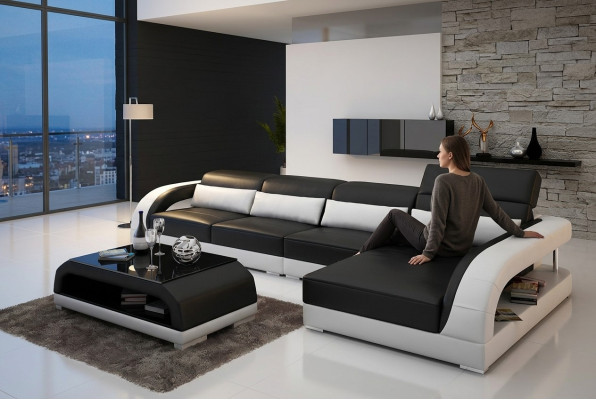 Lederpolster Design Ecksofa Eckcouch Couch Sofa L Form Wohnzimmer