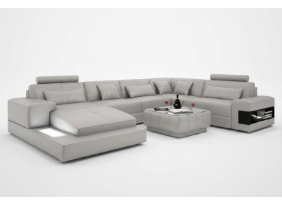 Ecksofa Couch Polster Wohnlandschaft Sofa 2tlg. Set Couchtisch Eck Garnitur