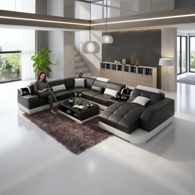 Polsterecke Ledersofa Wohnzimmersofa Eckcouch Eckgarnitur Sofa mit
