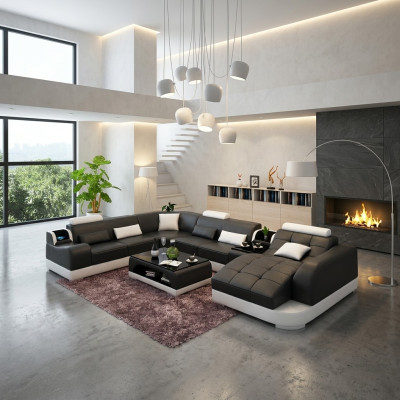 Polsterecke Ledersofa Wohnzimmersofa Eckcouch Eckgarnitur Sofa mit