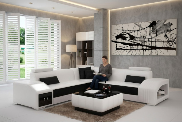 Design Ecksofa Wohnzimmer Eckcouch Lederpolster Couch Sofa L Form