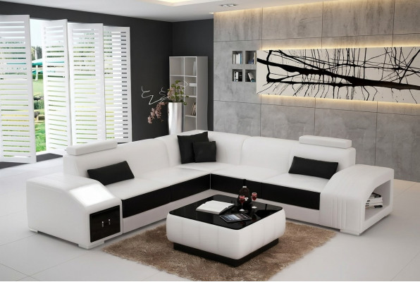 Lederpolster Design Ecksofa Couch Sofa L Form Wohnlandschaft Wohnzimmer Eckcouch