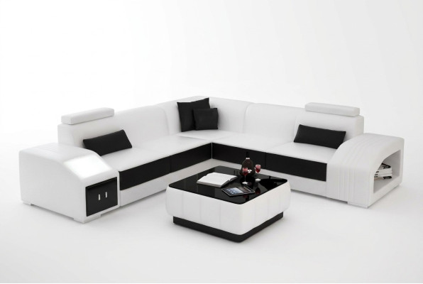 Lederpolster Design Ecksofa Couch Sofa L Form Wohnlandschaft Wohnzimmer Eckcouch