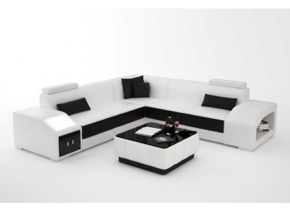 Lederpolster Design Ecksofa Couch Sofa L Form Wohnlandschaft Wohnzimmer Eckcouch