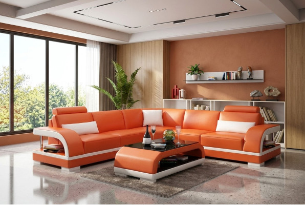 Ledersofa Ecksofa Polster Eckgarnitur Sofa Polster Couch Garnitur Wohnlandschaft