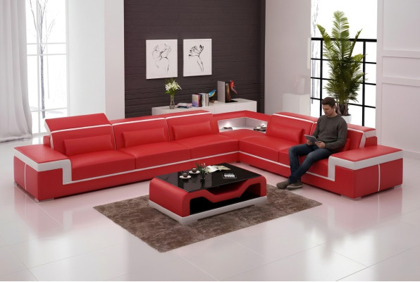 Lederpolster Design Ecksofa Wohnzimmer Eckcouch Couch Sofa L Form Wohnlandschaft