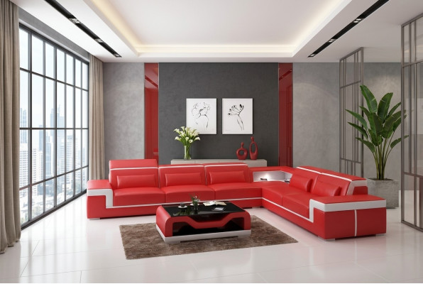 Lederpolster Design Ecksofa Wohnzimmer Eckcouch Couch Sofa L Form Wohnlandschaft