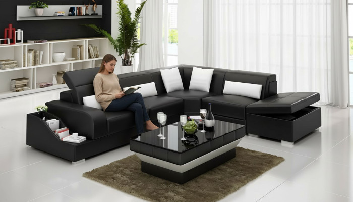 Garnitur Eckgarnitur Sofa Ledersofa Ecksofa Polster Polster Couch Wohnlandschaft