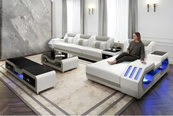 Lederpolster Design Ecksofa Eckcouch Couch Sofa L Form Wohnlandschaft