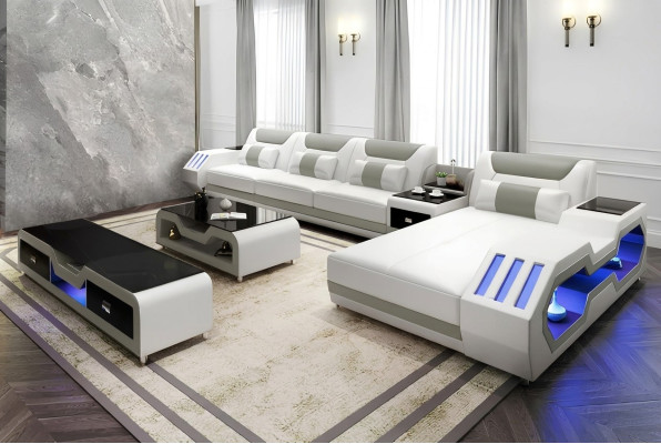Lederpolster Design Ecksofa Eckcouch Couch Sofa L Form Wohnlandschaft