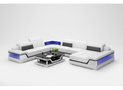 Ledersofa Ecksofa U-Form Modernes Sofa Wohnlandschaft Ledercouch