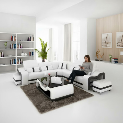 Eckcouch Sitzpolster Eckgarnitur Wohnlandschaft Sofa Couch Hocker Couchtisch Neu