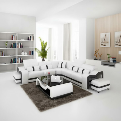 Eckcouch Sitzpolster Eckgarnitur Wohnlandschaft Sofa Couch Hocker Couchtisch Neu