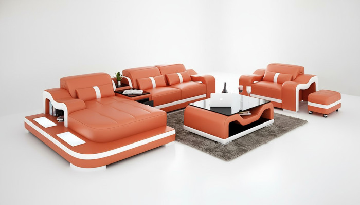 Designer Sofa Ecksofa L Form Sessel Sitzpolster Polster Wohnlandschaft Ledersofa