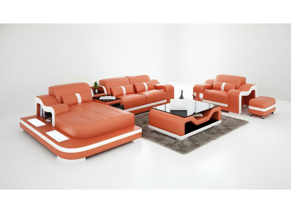 Designer Sofa Ecksofa L Form Sessel Sitzpolster Polster Wohnlandschaft Ledersofa