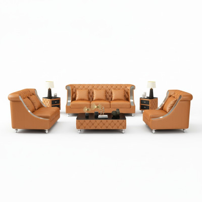 Design Wohnlandschaft Sofagarnitur 3+2 Sitzer Ledersofa Wohnzimmer Chesterfield