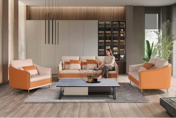 Designer-Sofa Sofa 3 Sitzer Modernes Sofa Wohnlandschaft Ledersofa